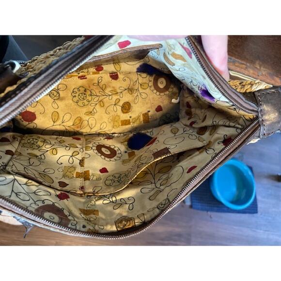 Brighton Woven Shoulder Bag‎ Purse with Leather Straps - Picture 4 of 4